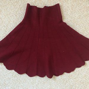 Scalloped maroon skater skirt